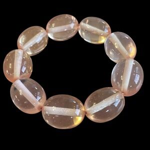 Bubble Bead Bracelet Acrylic Pink Translucent Chunky Oval Stretch Minimalist